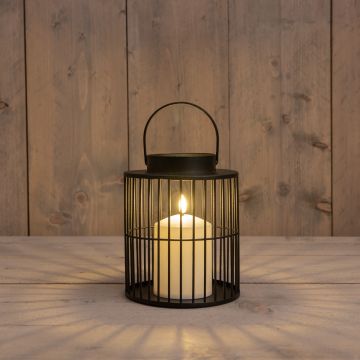 Anna's Collection Lantaarn met kaars zwart 15 x 18 cm