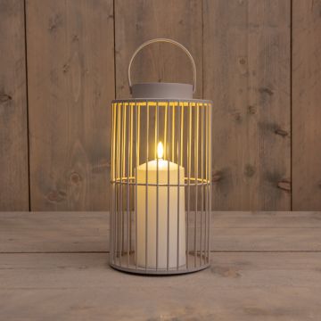 Anna's Collection Lantaarn met kaars zand 15 x 26 cm