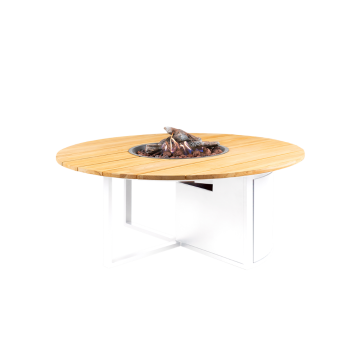 Cosiloft 120 round white frame - teak top
