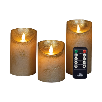 Kaars Goud Wax Rustiek (3 stuks)