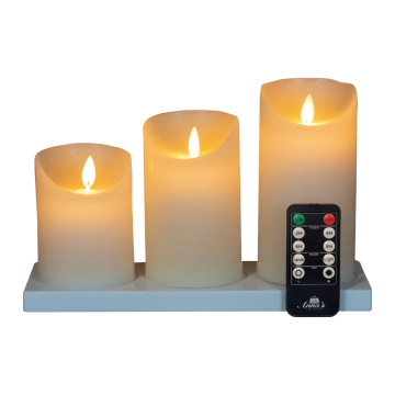 Oplaadbare Kaars Ivoor Wax Rustiek (3 stuks) 