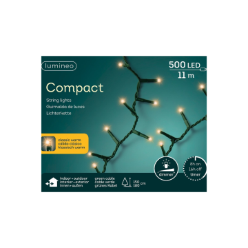 Lumineo compact lights steady groen 1100cm klassiek wit