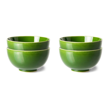HKliving The Emeralds Ceramic Dessert Bowl, Green 4 stuks