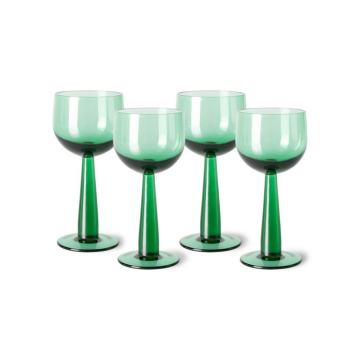 HKliving The Emeralds Wine Glass Tall, Fern Green 4 stuks