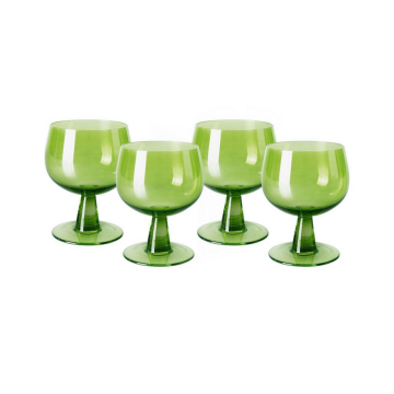 HKliving The Emeralds Wine Glass Low, Lime Green 4 stuks