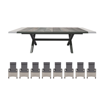 Royal Seasons Costa Uitschuifbare Diningset 8 stoelen