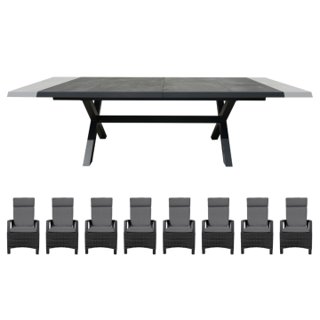 Royal Seasons Fabio Uitschuifbare Diningset 8 stoelen