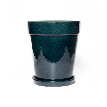 Pot met schotel Ocean blue 16 x 17 cm