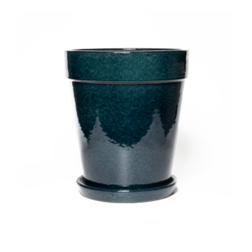 Pot met schotel Ocean blue 11 x 11.5 cm