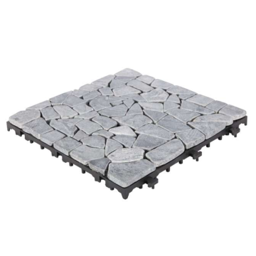 Terrastegel Qlik travertin mozaiek grey 30 x 30cm 6 stuks