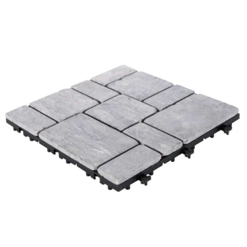 Terrastegel Qlik travertin blocks grey 30 x 30cm 6 stuks