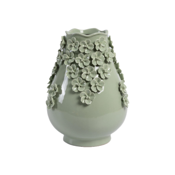 Vaas flowers sage green 23 x 28 cm
