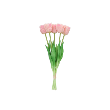 Kunstbloem Zijde Papegaai Tulp Roze 39cm 5 stuks