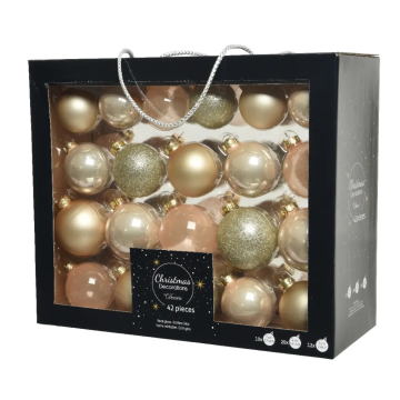 Decoris Kerstballen Glas mix Pearl 42 stuks