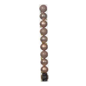 Kerstballen onbreekbaar tube 10 stuks sparkling rose