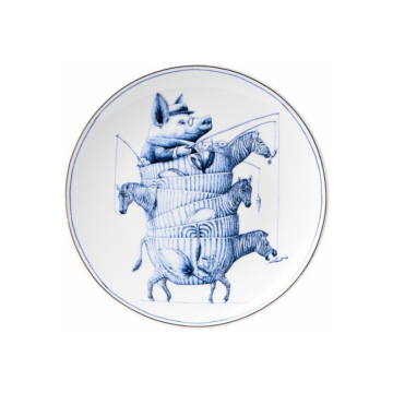 Heinen Delfts Blauw Wandbord Redmer Hoekstra Zebra